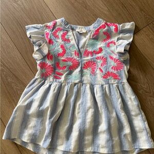 Entro Striped Top with Floral Embroidery